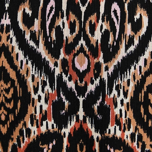 Ikat Smocked Waist Crinkle Tea Length Skirt - Picture 5 of 5